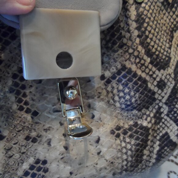 Lanvin Taupe/Beige Python Embosed Lamb Leather Tote - Picture 6 of 16